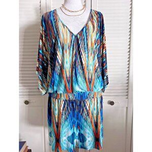 Baby Phat Women Romper Size 1X Stretch Resort Maximalism Cocktail Vacation Artsy